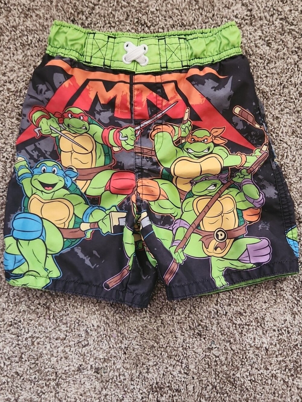 TMNT Teenage Mutant Ninja Turtle Swim Trunks Swim Shorts 2T EUC